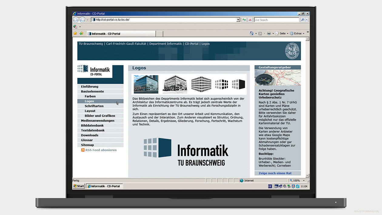 Screenshot einer Website als Corporate Design Portal